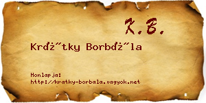 Krátky Borbála névjegykártya